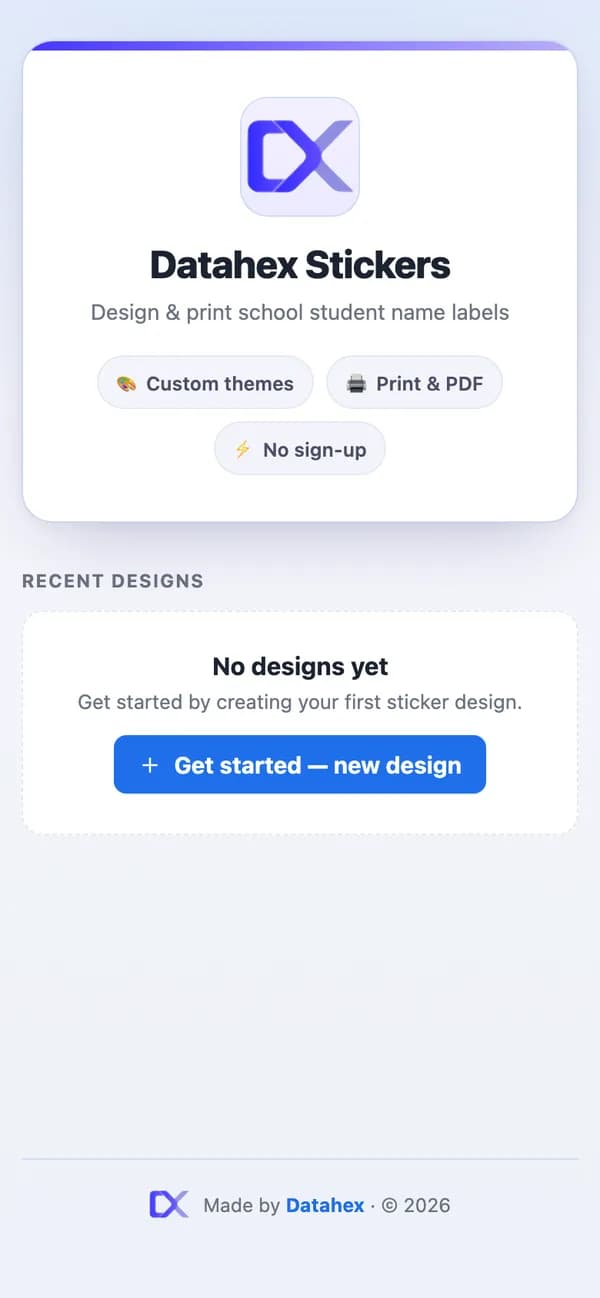 Datahex Stickers mobile view