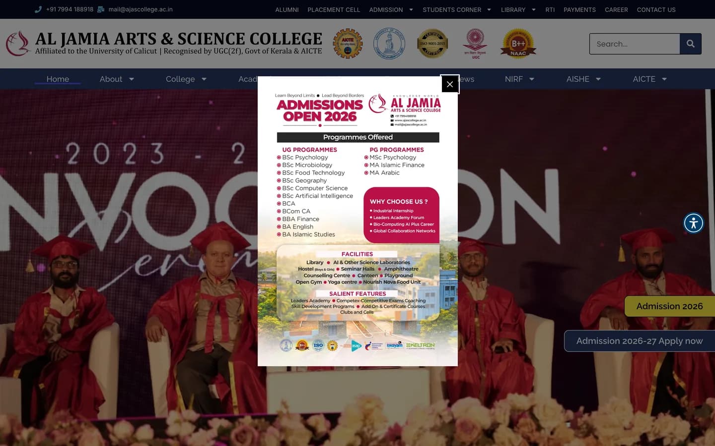 Al Jamia Arts & Science College website