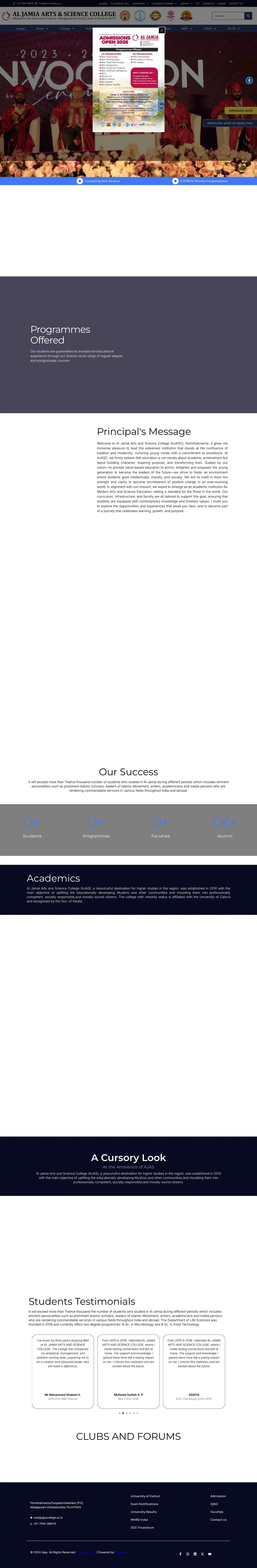 Al Jamia Arts & Science College full page
