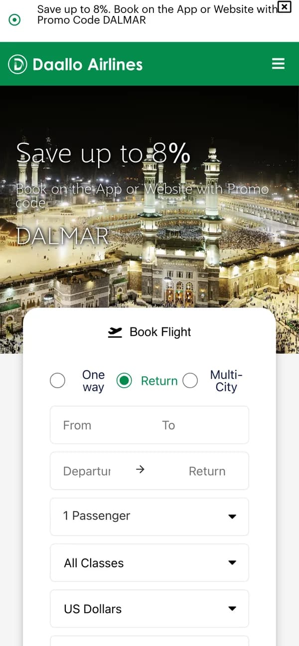 Daallo Airlines on mobile