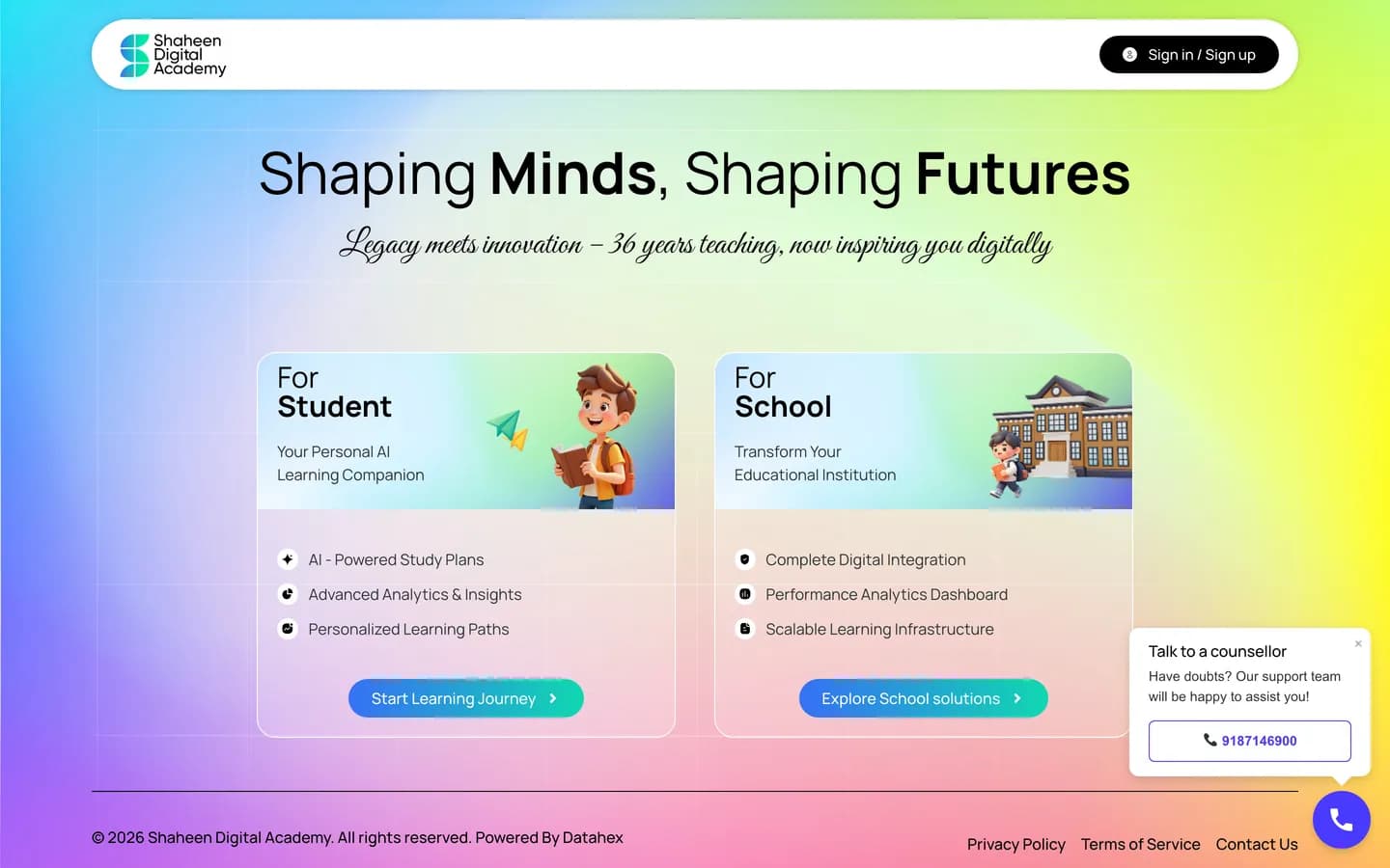 Shaheen Digital Academy website